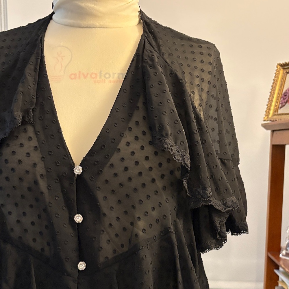 Zara Black Sheer Layered Blouse - Picture 7 of 14
